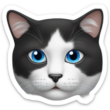 black and white cat with funny moustace and blue eyes like charlie chaplin sticker