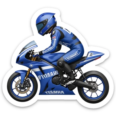 yamaha motorcycle racer with full face helmet sticker
