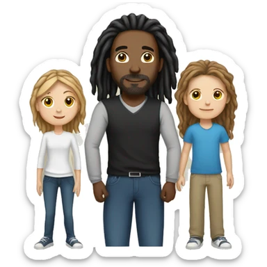 white mom with brown hair and black dad with dreads and biracial children  sticker