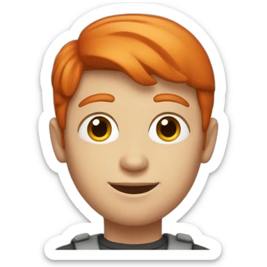 a red head boy with a mac sticker
