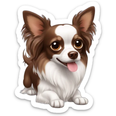 Chocolate long haired chihuahua with white chest sticker