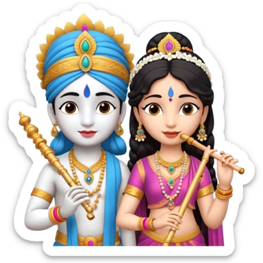 3d Krishna and Radha cute standing together with fuet sticker