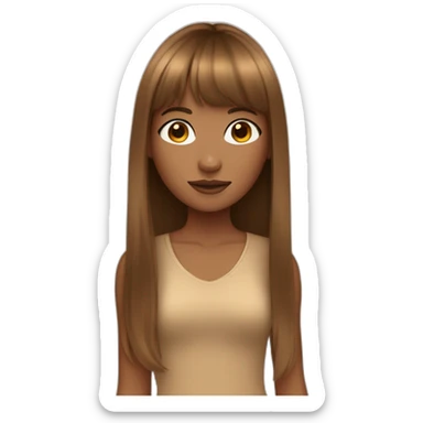 Tan girl with long brown bangs sticker