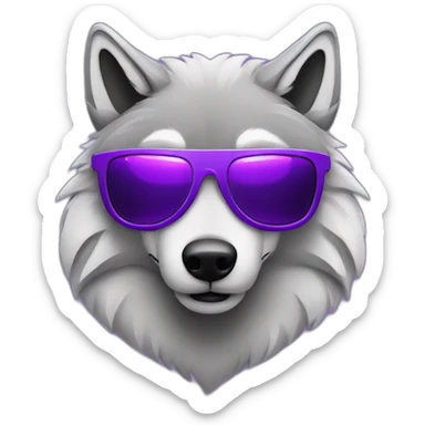 Grey wolf with purple shutter shades sticker