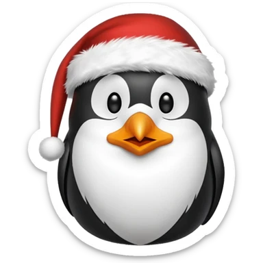 santa penguin with white beard sticker