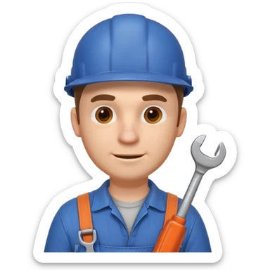 mechanic man portrait, head and shoulders only, wearing work overalls, holding a wrench, slight grease marks on face, confident friendly expression, garage workshop vibe, 3D cartoon style, mobile game icon style, clean background, no text, no watermark
  sticker