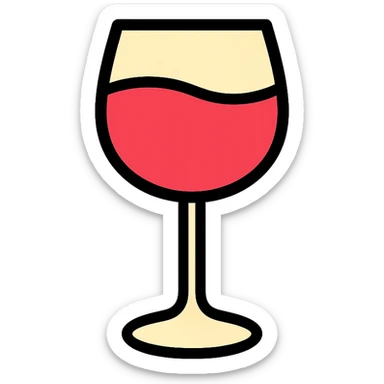 A wine glass in color icon style, minimal details, bold lines, clear shape, modern icon design sticker