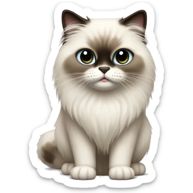 himalayan ragdoll cat with dark brown eyes, standing body sticker