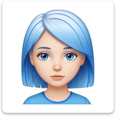 White Girl with straight short layered hair with blue streaks, blue eyes sticker