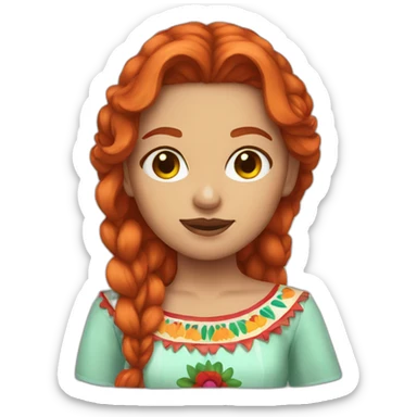 Redhead girl dressed as a Mexican sticker