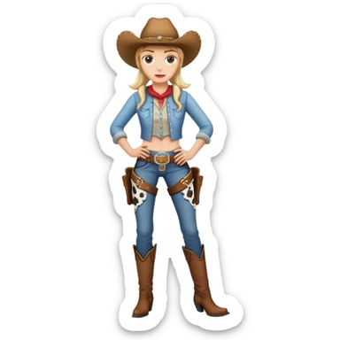 A cowgirl holding a spine with numb legs sticker