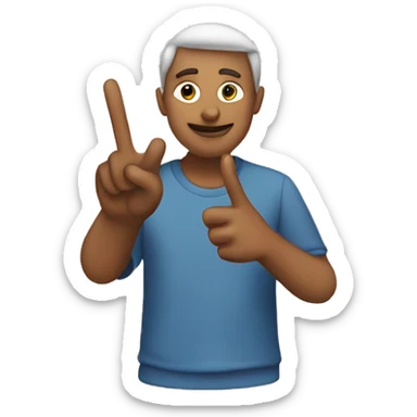 A person making a peace sign sticker