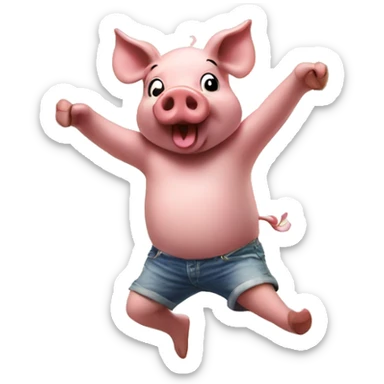 Pig dancing in the beach sticker