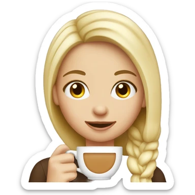 Blond girl drinking cappuccino  sticker