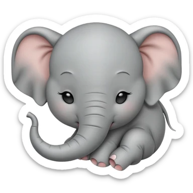 meme-worthy-cute-sleeping-baby-elephant-portrait-emoji,-head-resting-peacefully-with-a-contented-smile,-showcasing-a-delightfully-tiny-build-and-a-luxuriously-soft-gray-hide,-eyes-shut-in-a-serene,-restful-nap,-simplified sticker