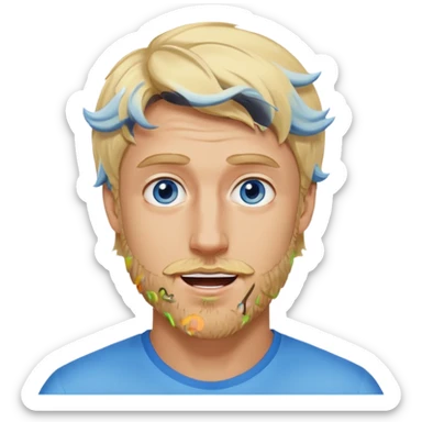 Genmoji style portrait of Logan Paul, blonde hair, blue eyes, short beard, energetic expression sticker