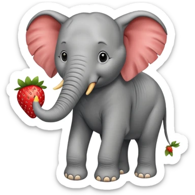 Elephant strawberry feeding birds sticker