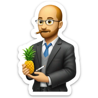make an emoji of a law student smoking pineapple express with a gaming controller p sticker