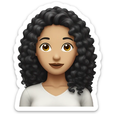 Head, woman with long black curly hair sticker