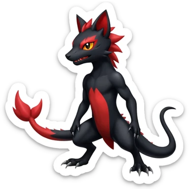 Shiny Dark Gothic Badass Handsome Salandit-Zorua-Litten full body sticker