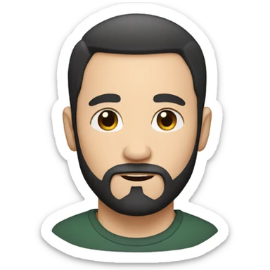 white Man with circle beard and short black hair sticker