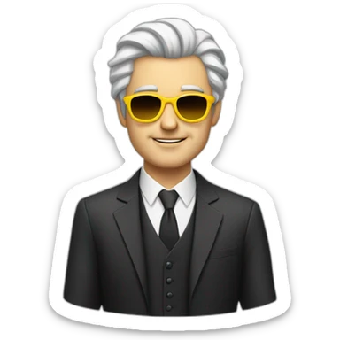white rich man with yellow tinted glasses and combed black hair  sticker