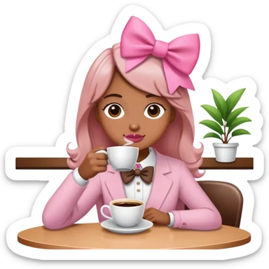 café com laço rosa sticker