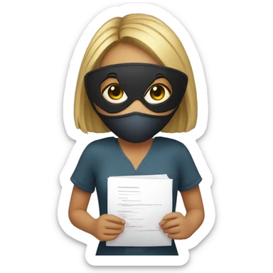 girl in a mask with a file in her hands sticker