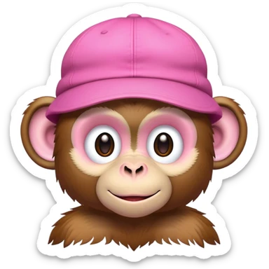Pink monkey wearing a backwards hat sticker