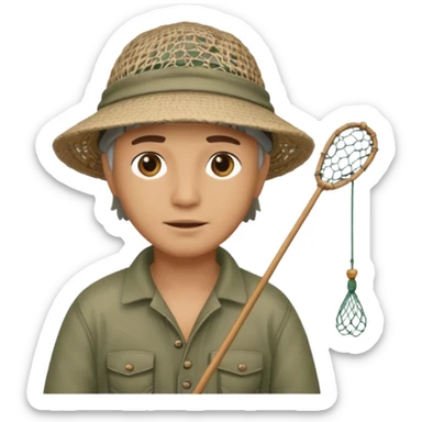 a fisherman is casting the fishing net sticker