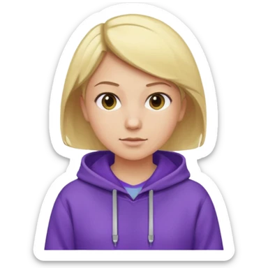Crea un emoji de un electricista, chico rubio pelo corto hacia al lado, sin gafas, con sudadera morada y nombre empresa INDYDES sticker