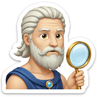 Zeus de perfil mirando con una lupa de sticker