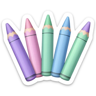 Light pink, light green, light blue and light purple crayons sticker