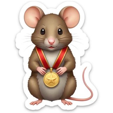 rat with a gold medal and ribbon sticker