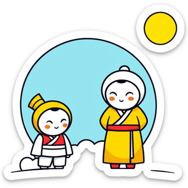 A Moon hugging a Sun sticker