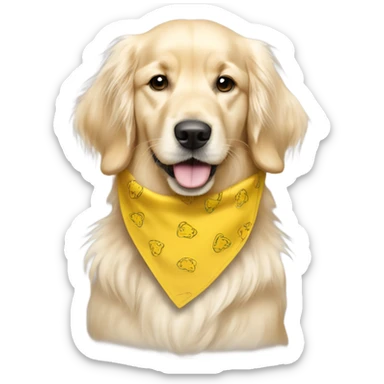 English cream long haired golden retriever with yellow bandana on sticker