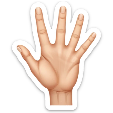 A hand and the thumb, index and middelfinger are stretched sticker