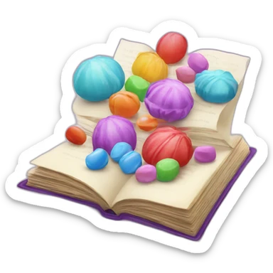 Livre ouvert avec des bonbon sur sticker