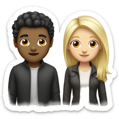 White Black hair girl and blond boyfriend sticker