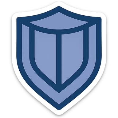 logo of a shield, modern and bold, simple geometric shapes, flat color, suitable for branding sticker