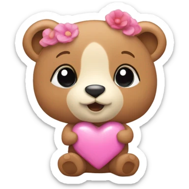 Rosa Herz mit Teddybär  sticker