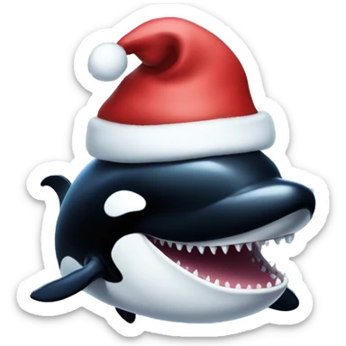Killer whale with Christmas hat sticker