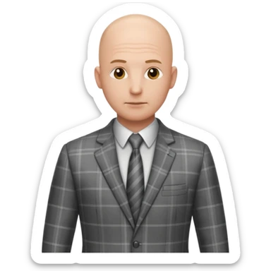 🧍but in a gray plaid suit, he’s bald and back is facing us sticker