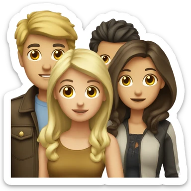 couple with blonde boy and brunette girl sticker