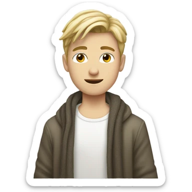 white teen guy with dirty blond hair with pashmina on sticker