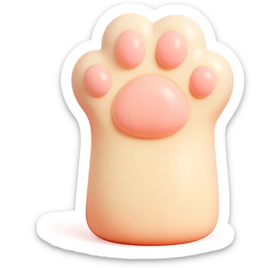 cat paw, vinyl figure style, toy-like, glossy finish sticker