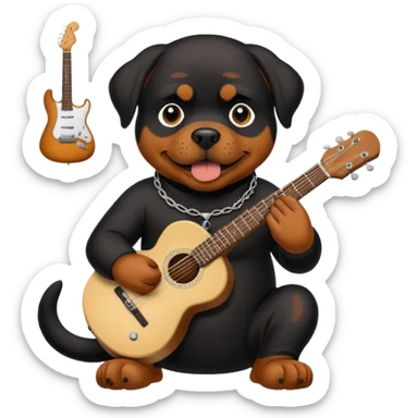 Rottweiler smoking a joint and playing guitar  sticker