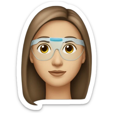 lasik eye surgery mask with brown straight hair sticker