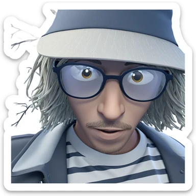 boy in hat by tree sticker