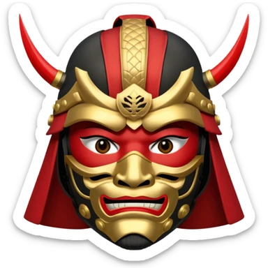Samurai with black red and gold armor and they have a detailed mask covering their mouth sticker